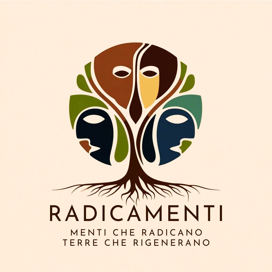 Logo Radicamenti — albero con volti tra i rami